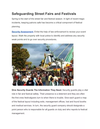 safeguarding street fairs and festivals
