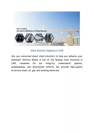 Steel Stockist Suppliers in UAE