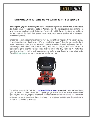 MiniPlate.com.au. Why are Personalised Gifts so Special?