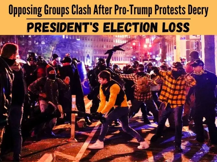 opposing groups clash after pro trump protests decry president s election loss