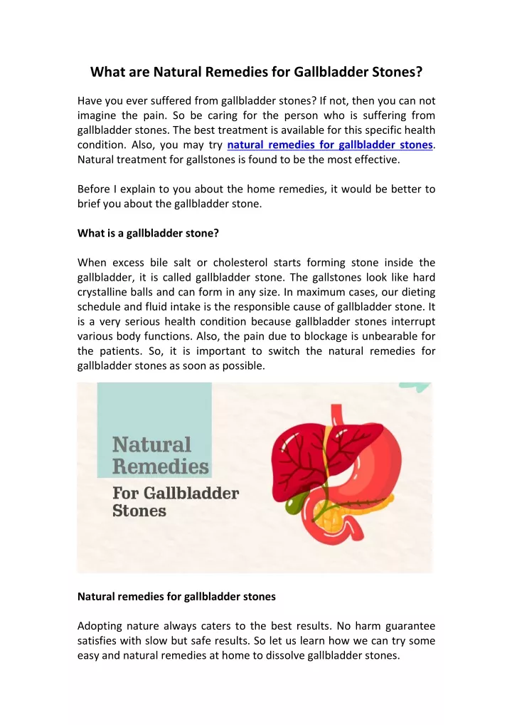 what are natural remedies for gallbladder stones