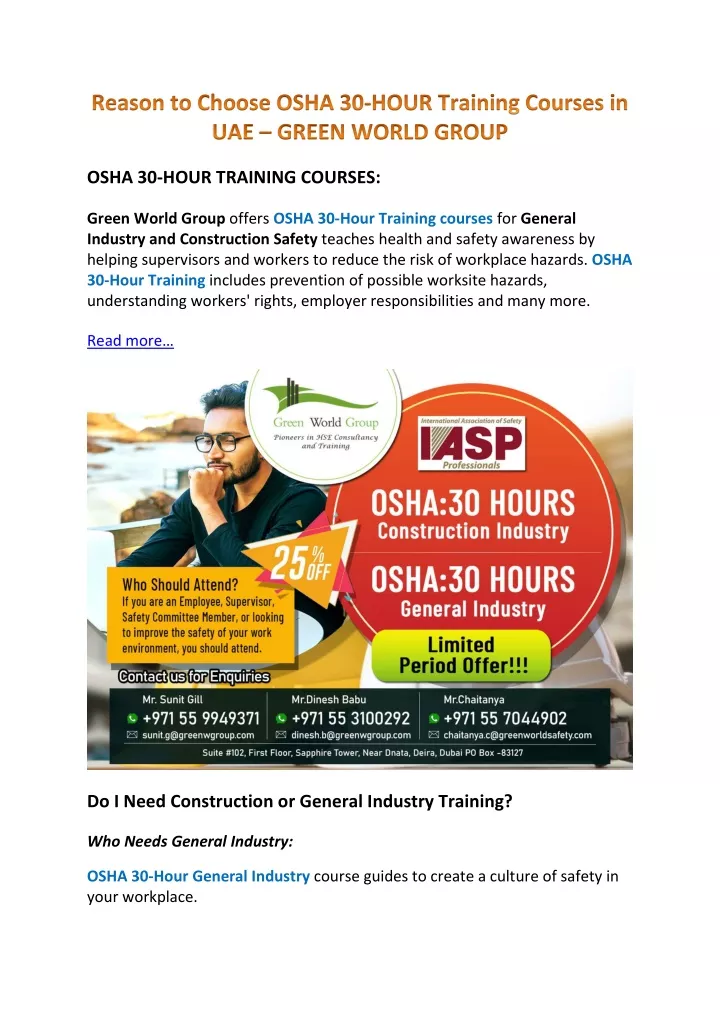 osha 30 hour training courses