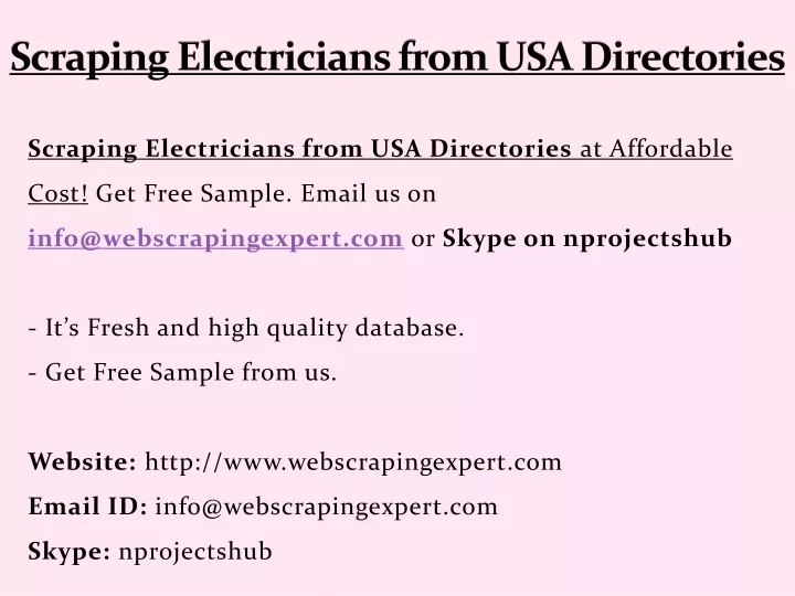 scraping electricians from usa directories