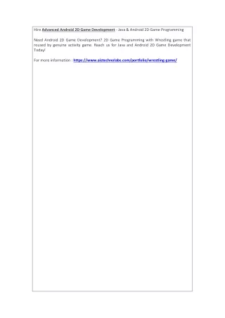hire advanced android 2d game development java