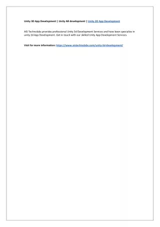 unity 3d app development unity ar development