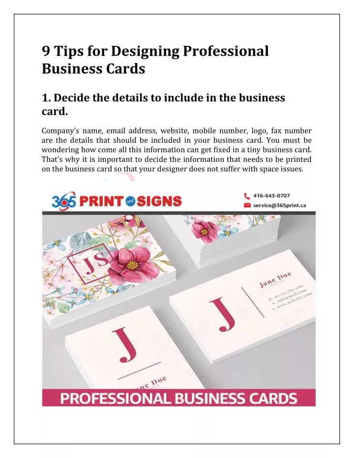 9 tips for designing professional business cards