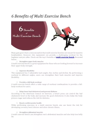 6 Benefits of Multi Exercise Bench