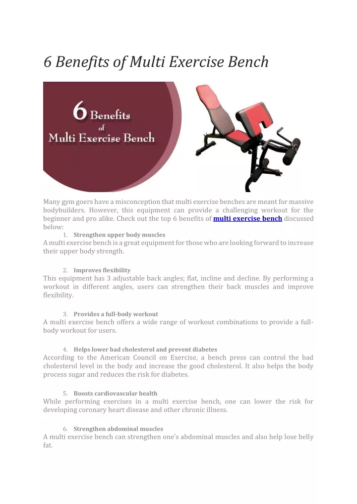 6 benefits of multi exercise bench