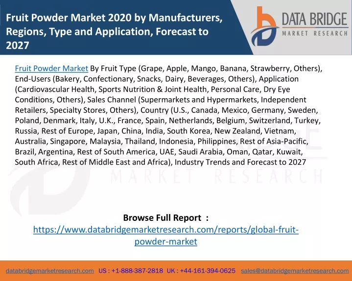 fruit powder market 2020 by manufacturers regions