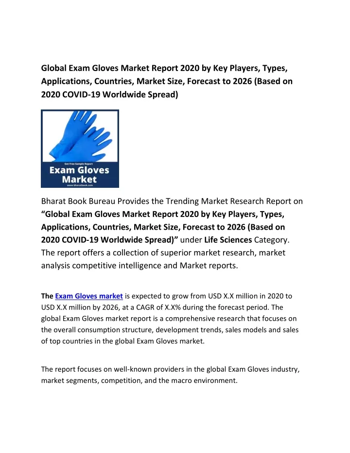 global exam gloves market report 2020