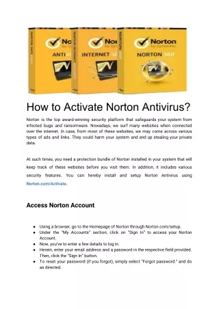 How to Activate Norton Antivirus?
