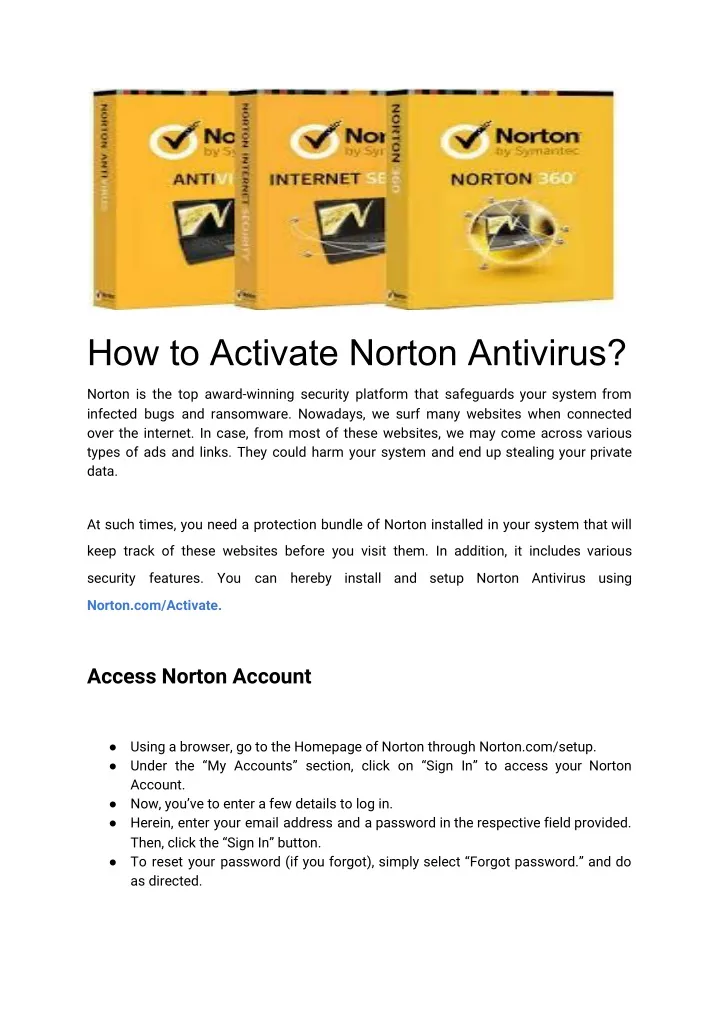 how to activate norton antivirus