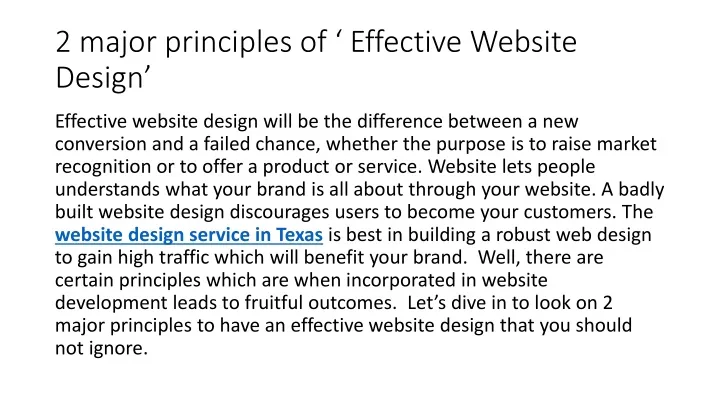 2 major principles of effective website design