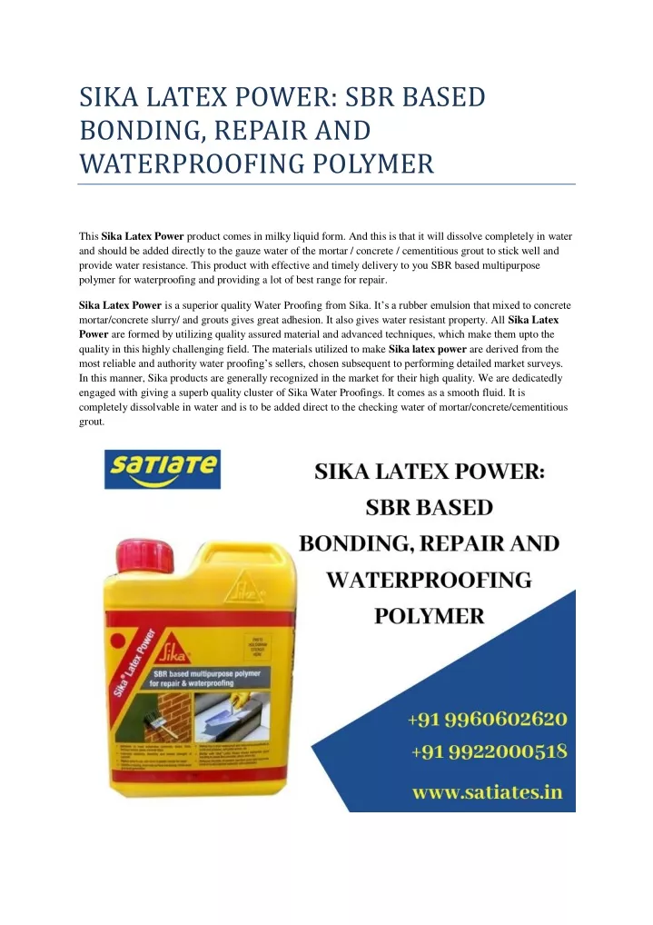 sika latex power sbr based bonding repair