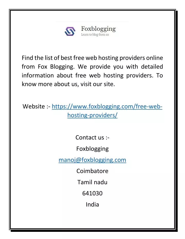 find the list of best free web hosting providers