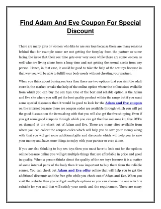 find adam and eve coupon for special discount