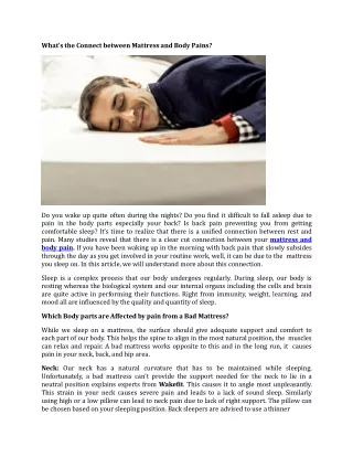 what s the connect between mattress and body pains