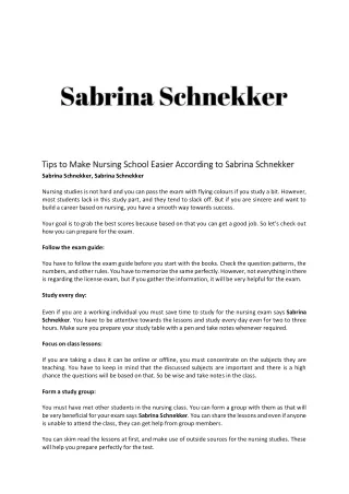 Tips to Make Nursing School Easier According to Sabrina Schnekker