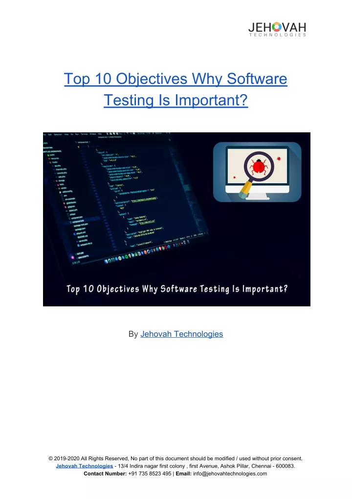 top 10 objectives why software testing