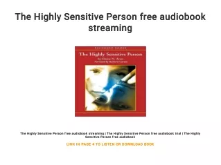The Highly Sensitive Person free audiobook streaming
