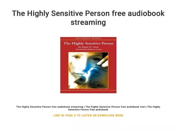 the highly sensitive person free audiobook