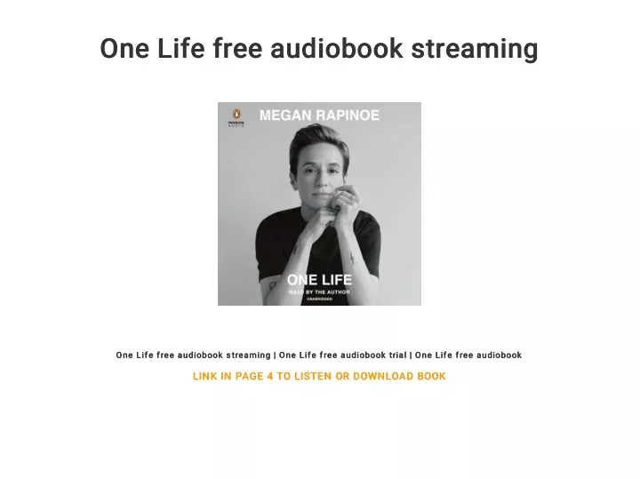 one life free audiobook streaming one life free