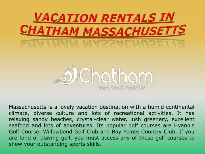 vacation rentals in chatham massachusetts
