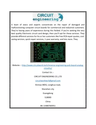 Professional Reverse Engineering PCB | Circuit Engineering Co. Ltd