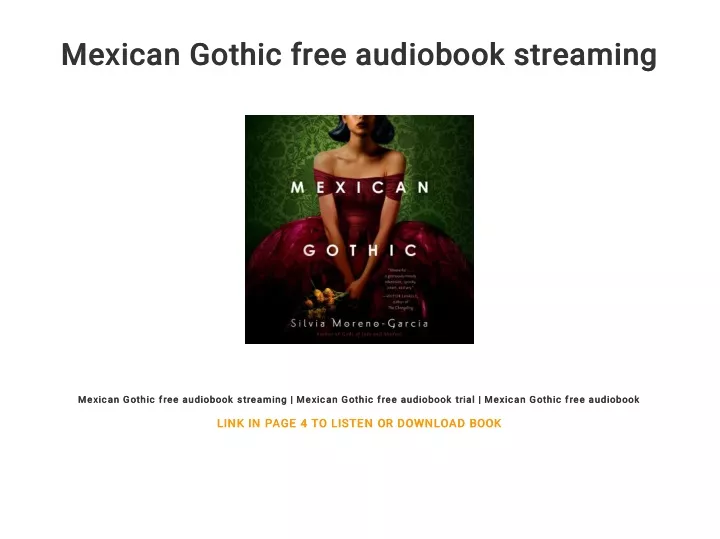 mexican gothic free audiobook streaming mexican