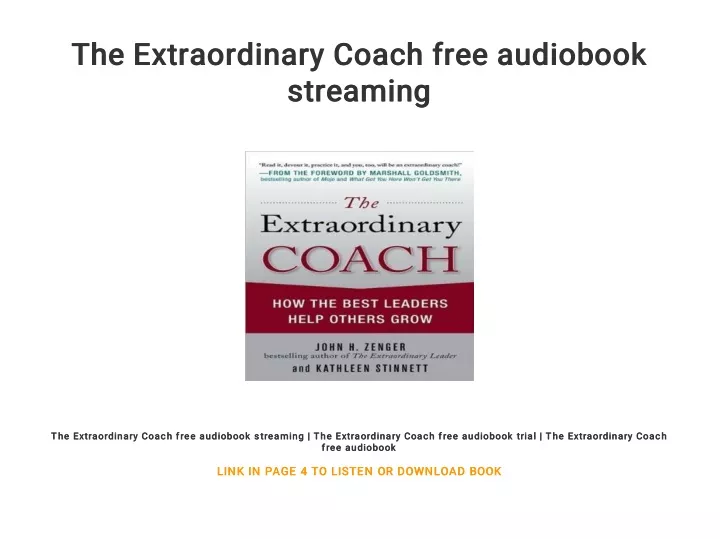 the extraordinary coach free audiobook