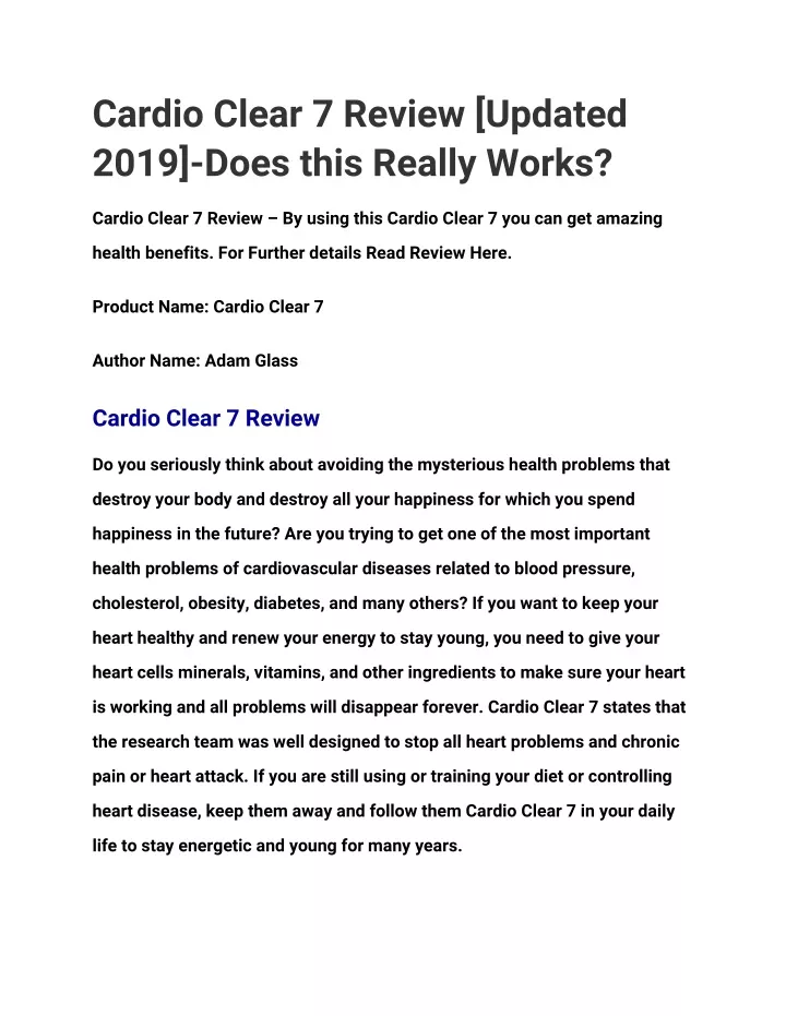 cardio clear 7 review updated 2019 does this