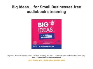 Big Ideas... for Small Businesses free audiobook streaming