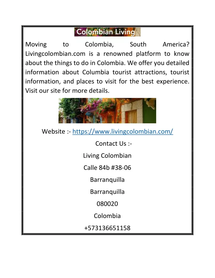 moving livingcolombian com is a renowned platform