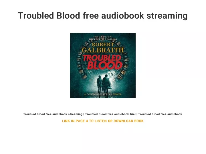 troubled blood free audiobook streaming troubled