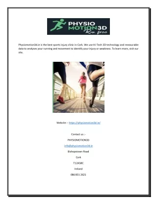 Best Sports Injuries Clinic in Cork | Physiomotion3d.ie