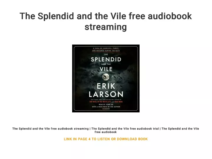 the splendid and the vile free audiobook