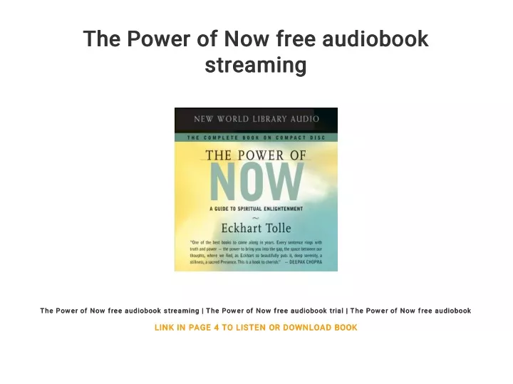 the power of now free audiobook the power