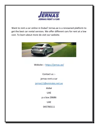 Low Cost Rent a Car Dubai | Jernas.ae