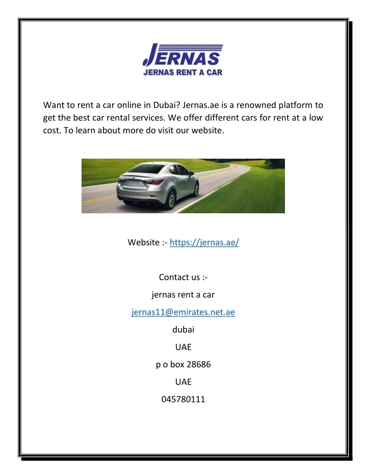 want to rent a car online in dubai jernas