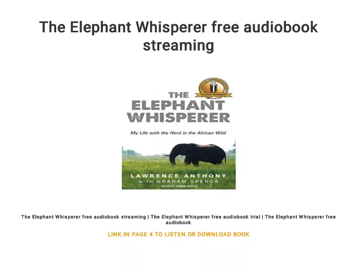 the elephant whisperer free audiobook