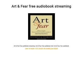 Art & Fear free audiobook streaming