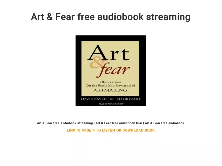 art fear free audiobook streaming art fear free