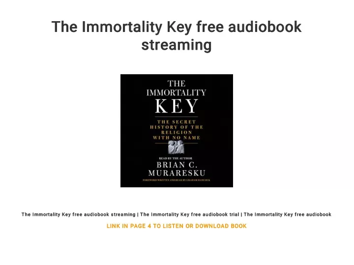 the immortality key free audiobook