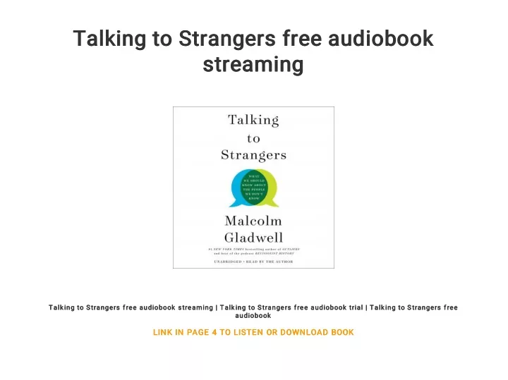 talking to strangers free audiobook talking