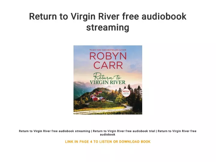return to virgin river free audiobook return
