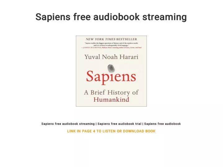sapiens free audiobook streaming sapiens free