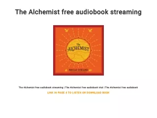 The Alchemist free audiobook streaming