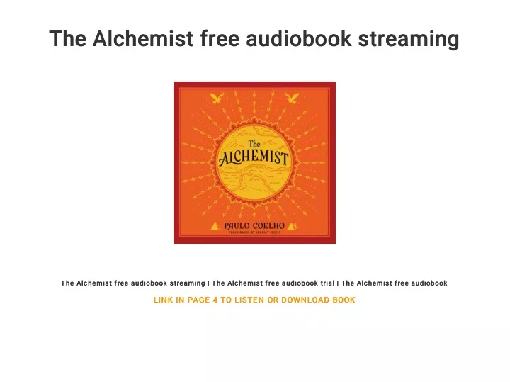 the alchemist free audiobook streaming