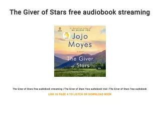 The Giver of Stars free audiobook streaming
