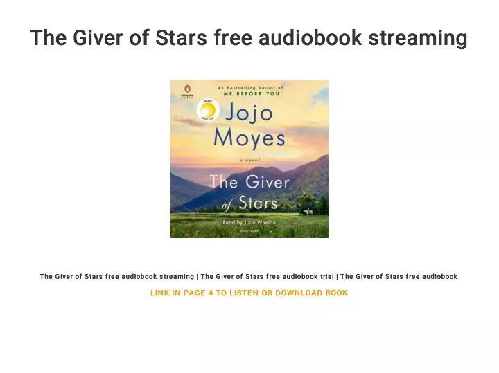 the giver of stars free audiobook streaming